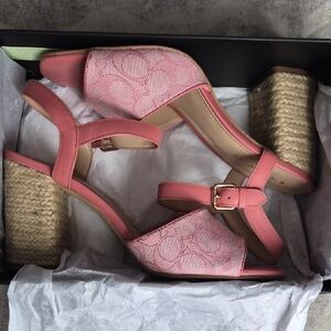 ❌️SOLD❌️Coach Pink Espadrille Block Heel Sandals